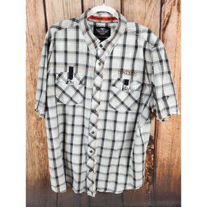 Harley-Davidson Men Plaid Button-Up Shirt 2XL Short Sleeve Motorclothes 2 Pocket
